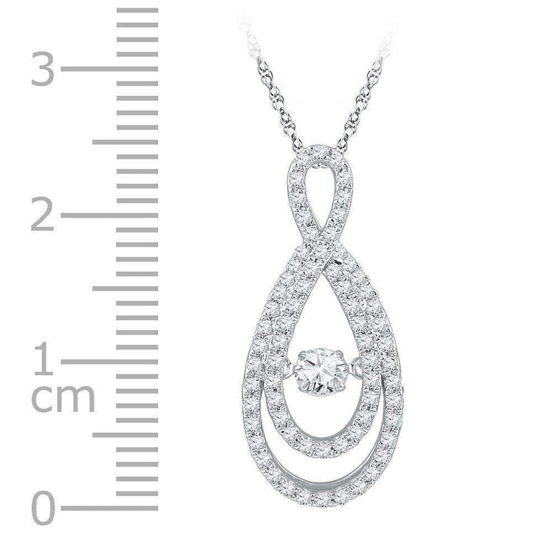 10kt White Gold Women's Round Diamond Moving Twinkle Solitaire Teardrop Pendant 3-4 Cttw - FREE Shipping (US/CAN)-Gold & Diamond Pendants & Necklaces-JadeMoghul Inc.