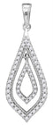 10kt White Gold Women's Round Diamond Oblong Nested Oval Frame Pendant 1-4 Cttw - FREE Shipping (US/CAN)-Gold & Diamond Pendants & Necklaces-JadeMoghul Inc.