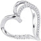 10kt White Gold Womens Round Diamond Open-center Heart Love Pendant 1-10 Cttw-Gold & Diamond Pendants & Necklaces-JadeMoghul Inc.