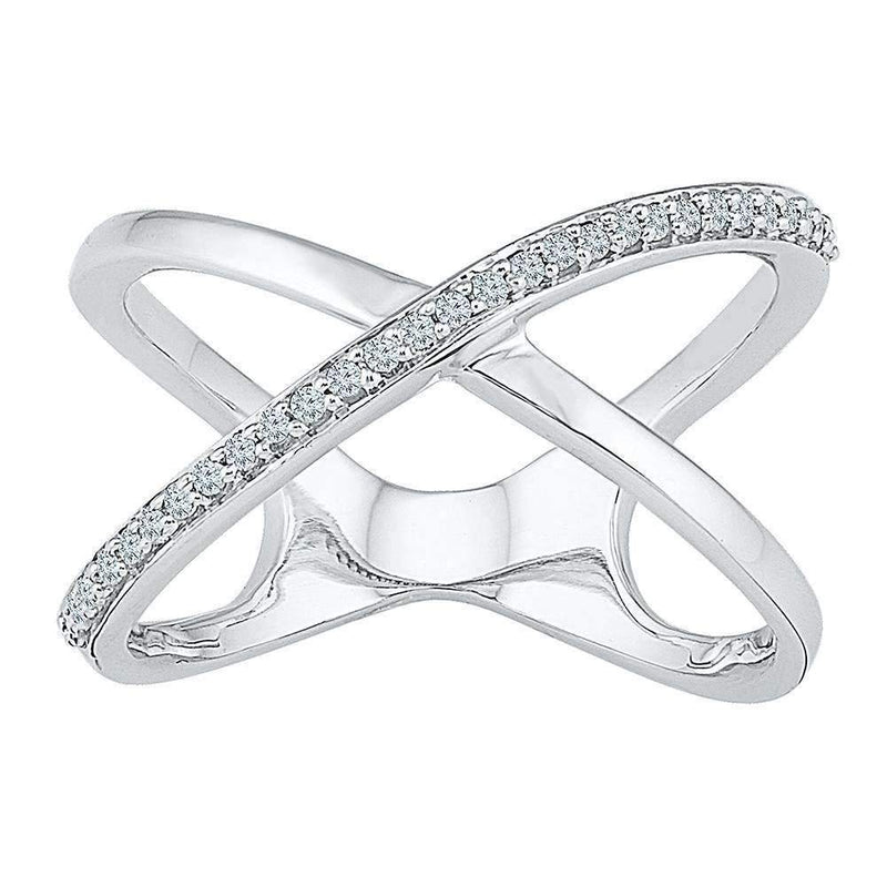 10kt White Gold Women's Round Diamond Open Crossover Band Ring 1-6 Cttw - FREE Shipping (US/CAN)-Gold & Diamond Bands-JadeMoghul Inc.