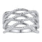 10kt White Gold Women's Round Diamond Openwork Crossover Strand Band Ring 1-4 Cttw - FREE Shipping (US/CAN)-Gold & Diamond Bands-JadeMoghul Inc.