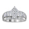 10kt White Gold Women's Round Diamond Oval Cluster Bridal Wedding Engagement Ring 1.00 Cttw - FREE Shipping (US/CAN)-Gold & Diamond Engagement & Anniversary Rings-5.5-JadeMoghul Inc.