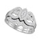 10kt White Gold Women's Round Diamond Oval Cluster Bridal Wedding Engagement Ring Band Set 1/3 Cttw - FREE Shipping (US/CAN)-Wedding Jewelry-5-JadeMoghul Inc.