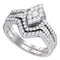 10kt White Gold Women's Round Diamond Oval Cluster Bridal Wedding Engagement Ring Band Set 3/4 Cttw - FREE Shipping (US/CAN)-Wedding Jewelry-5-JadeMoghul Inc.