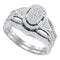10kt White Gold Women's Round Diamond Oval Cluster Bridal Wedding Engagement Ring Band Set 3/8 Cttw - FREE Shipping (US/CAN)-Wedding Jewelry-6-JadeMoghul Inc.