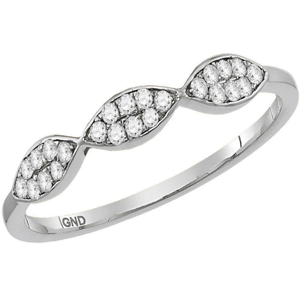 10kt White Gold Women's Round Diamond Oval Cluster Stackable Band Ring 1/8 Cttw - FREE Shipping (US/CAN)-Gold & Diamond Rings-5-JadeMoghul Inc.