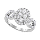 10kt White Gold Women's Round Diamond Oval Frame Cluster Ring 1-3/4 Cttw - FREE Shipping (US/CAN)-Rings And Bands-5-JadeMoghul Inc.