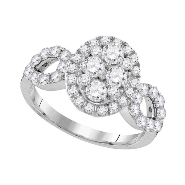 10kt White Gold Women's Round Diamond Oval Frame Cluster Ring 1-3/4 Cttw - FREE Shipping (US/CAN)-Rings And Bands-5-JadeMoghul Inc.