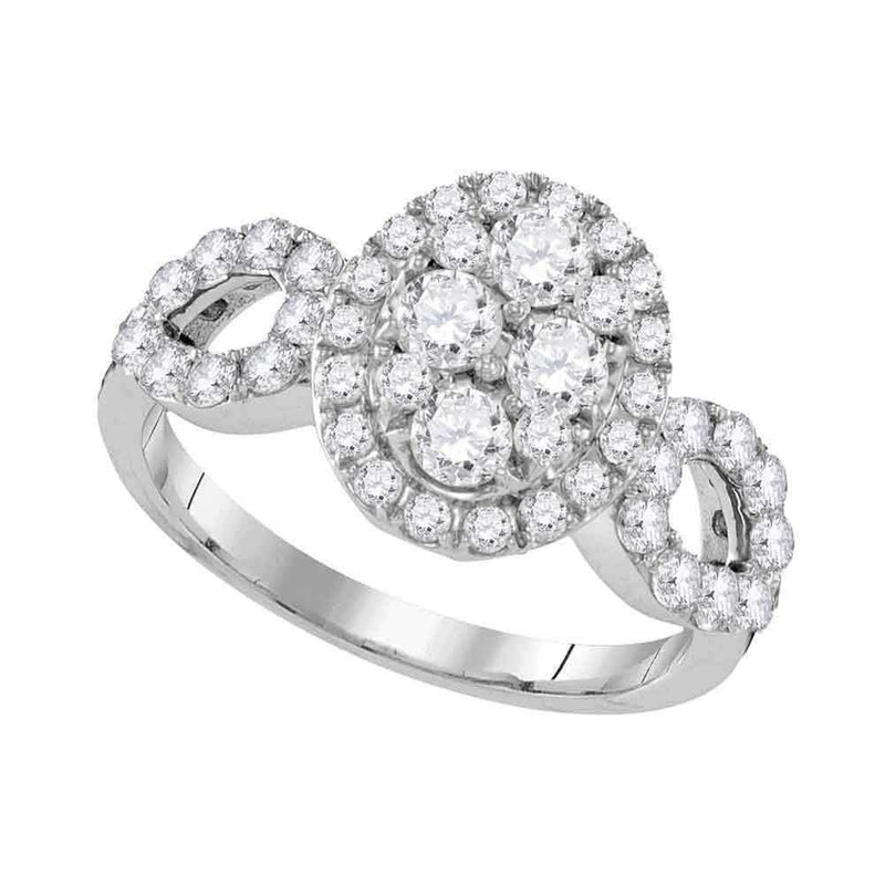 10kt White Gold Women's Round Diamond Oval Frame Cluster Ring 1-3/4 Cttw - FREE Shipping (US/CAN)-Rings And Bands-5-JadeMoghul Inc.