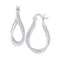 10kt White Gold Women's Round Diamond Oval Hoop Earrings 1-2 Cttw - FREE Shipping (US/CAN)-Gold & Diamond Earrings-JadeMoghul Inc.