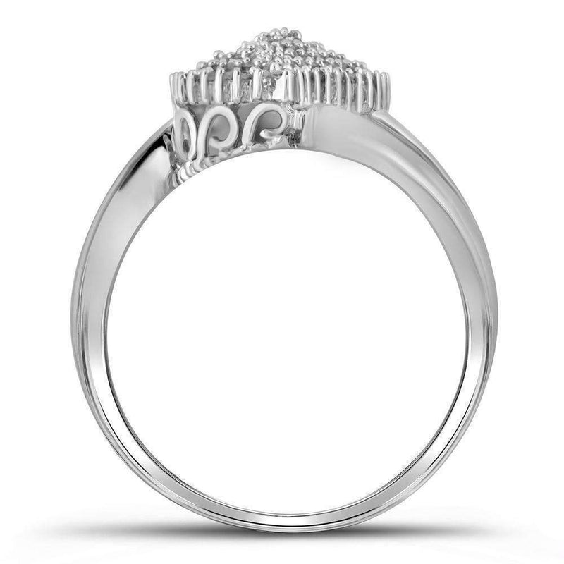 10kt White Gold Women's Round Diamond Oval Marquise-shape Cluster Ring 3/8 Cttw - FREE Shipping (US/CAN)-Rings And Bands-5.5-JadeMoghul Inc.