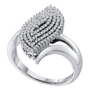 10kt White Gold Women's Round Diamond Oval Marquise-shape Cluster Ring 3/8 Cttw - FREE Shipping (US/CAN)-Rings And Bands-5.5-JadeMoghul Inc.