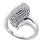 10kt White Gold Women's Round Diamond Oval Marquise-shape Cluster Ring 3/8 Cttw - FREE Shipping (US/CAN)-Rings And Bands-5.5-JadeMoghul Inc.