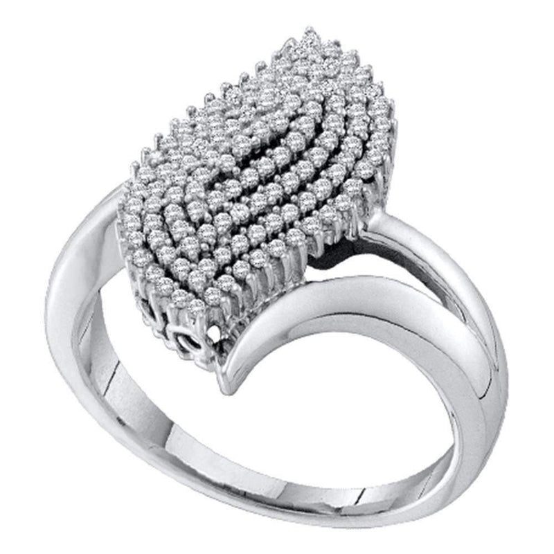 10kt White Gold Women's Round Diamond Oval Marquise-shape Cluster Ring 3/8 Cttw - FREE Shipping (US/CAN)-Rings And Bands-5.5-JadeMoghul Inc.