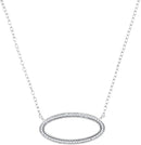 10kt White Gold Women's Round Diamond Oval Outline Pendant Necklace 1-8 Cttw - FREE Shipping (US/CAN)-Gold & Diamond Pendants & Necklaces-JadeMoghul Inc.