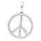 10kt White Gold Women's Round Diamond Peace Sign Circle Pendant 1-10 Cttw - FREE Shipping (US/CAN)-Gold & Diamond Pendants & Necklaces-JadeMoghul Inc.