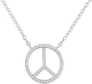 10kt White Gold Women's Round Diamond Peace Sign Circle Pendant Necklace 1-6 Cttw - FREE Shipping (US/CAN)-Gold & Diamond Pendants & Necklaces-JadeMoghul Inc.