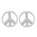 10kt White Gold Women's Round Diamond Peace Sign Stud Earrings 1-6 Cttw - FREE Shipping (US/CAN)-Gold & Diamond Earrings-JadeMoghul Inc.