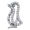 10kt White Gold Women's Round Diamond Penguin Bird Animal Pendant 1-6 Cttw - FREE Shipping (US/CAN)-Gold & Diamond Pendants & Necklaces-JadeMoghul Inc.