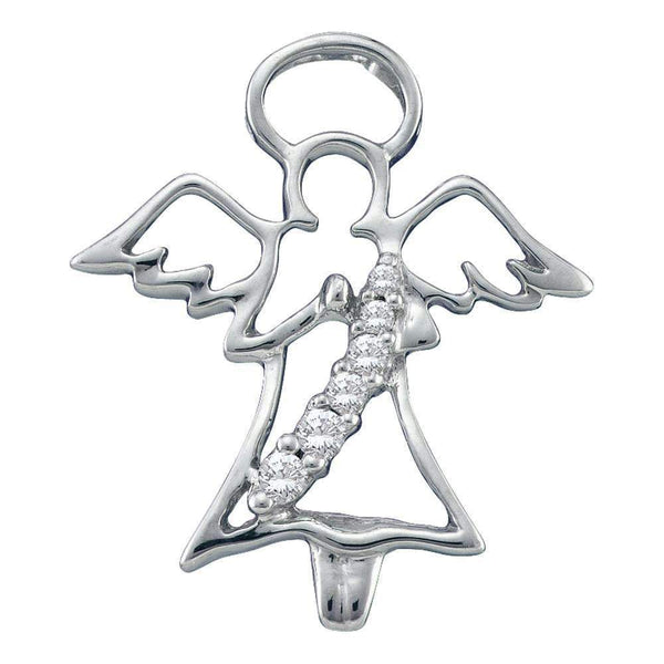 10kt White Gold Women's Round Diamond Praying Guardian Angel Pendant 1-20 Cttw - FREE Shipping (US/CAN)-Gold & Diamond Pendants & Necklaces-JadeMoghul Inc.