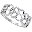 10kt White Gold Women's Round Diamond Quatrefoil Circle Band Ring 1/3 Cttw - FREE Shipping (US/CAN)-Gold & Diamond Bands-6-JadeMoghul Inc.