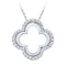 10kt White Gold Women's Round Diamond Quatrefoil Cutout Pendant 1-8 Cttw - FREE Shipping (US/CAN)-Gold & Diamond Pendants & Necklaces-JadeMoghul Inc.