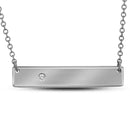 10kt White Gold Women's Round Diamond Rectangle Bar Necklace .02 Cttw - FREE Shipping (US/CAN)-Gold & Diamond Pendants & Necklaces-JadeMoghul Inc.