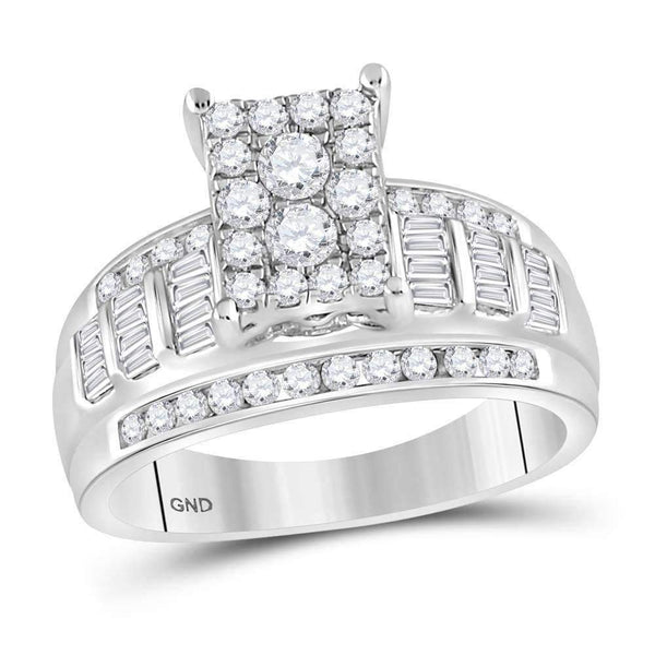 10kt White Gold Women's Round Diamond Rectangle Cluster Bridal Wedding Engagement Ring 7/8 Cttw - FREE Shipping (US/CAN)-Wedding Jewelry-5-JadeMoghul Inc.