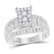 10kt White Gold Women's Round Diamond Rectangle Cluster Bridal Wedding Engagement Ring 7/8 Cttw - FREE Shipping (US/CAN)-Wedding Jewelry-5-JadeMoghul Inc.