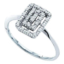 10kt White Gold Women's Round Diamond Rectangle Cluster Slender Ring 1/12 Cttw - FREE Shipping (US/CAN)-Rings And Bands-5-JadeMoghul Inc.