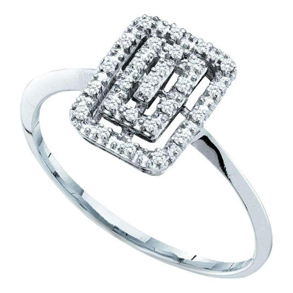 10kt White Gold Women's Round Diamond Rectangle Cluster Slender Ring 1/12 Cttw - FREE Shipping (US/CAN)-Rings And Bands-5-JadeMoghul Inc.
