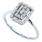 10kt White Gold Women's Round Diamond Rectangle Cluster Slender Ring 1/12 Cttw - FREE Shipping (US/CAN)-Rings And Bands-5-JadeMoghul Inc.