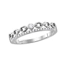 10kt White Gold Women's Round Diamond Rolo Link Stackable Band Ring 1/12 Cttw - FREE Shipping (US/CAN)-Rings And Bands-6.5-JadeMoghul Inc.
