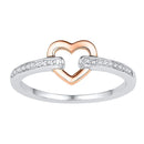 10kt White Gold Women's Round Diamond Rose-tone Bound Heart Ring 1/12 Cttw - FREE Shipping (US/CAN)-Gold & Diamond Heart Rings-5-JadeMoghul Inc.