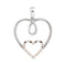 10kt White Gold Women's Round Diamond Rose-tone Double Nested Heart Pendant 1-20 Cttw - FREE Shipping (US/CAN)-Gold & Diamond Pendants & Necklaces-JadeMoghul Inc.