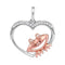 10kt White Gold Womens Round Diamond Rose-tone Frog Heart Love Pendant 1-20 Cttw-Gold & Diamond Pendants & Necklaces-JadeMoghul Inc.