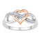 10kt White Gold Women's Round Diamond Rose-tone Heart Infinity Ring 1/20 Cttw - FREE Shipping (US/CAN)-Gold & Diamond Heart Rings-6.5-JadeMoghul Inc.