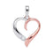 10kt White Gold Women's Round Diamond Rose-tone Heart Solitaire Pendant 1-12 Cttw - FREE Shipping (US/CAN)-Gold & Diamond Pendants & Necklaces-JadeMoghul Inc.