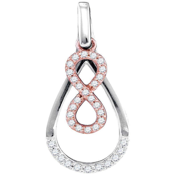 10kt White Gold Women's Round Diamond Rose-tone Infinity Teardrop Pendant 1-5 Cttw - FREE Shipping (US/CAN)-Gold & Diamond Pendants & Necklaces-JadeMoghul Inc.