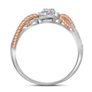 10kt White Gold Women's Round Diamond Rose-tone Rope Cluster Ring 1/4 Cttw - FREE Shipping (US/CAN)-Gold & Diamond Cluster Rings-5-JadeMoghul Inc.