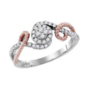 10kt White Gold Women's Round Diamond Rose-tone Rope Cluster Ring 1/4 Cttw - FREE Shipping (US/CAN)-Gold & Diamond Cluster Rings-5-JadeMoghul Inc.