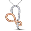 10kt White Gold Women's Round Diamond Rose-tone Rope Infinity Heart Pendant 1-6 Cttw - FREE Shipping (US/CAN)-Gold & Diamond Pendants & Necklaces-JadeMoghul Inc.