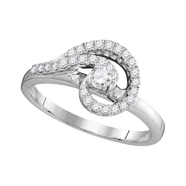 10kt White Gold Women's Round Diamond Round Bridal Wedding Engagement Ring 3/8 Cttw - FREE Shipping (USA/CAN)-Gold & Diamond Engagement & Anniversary Rings-9.5-JadeMoghul Inc.
