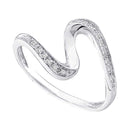 10kt White Gold Women's Round Diamond S Curve Band Ring 1/20 Cttw - FREE Shipping (US/CAN)-Rings And Bands-8-JadeMoghul Inc.