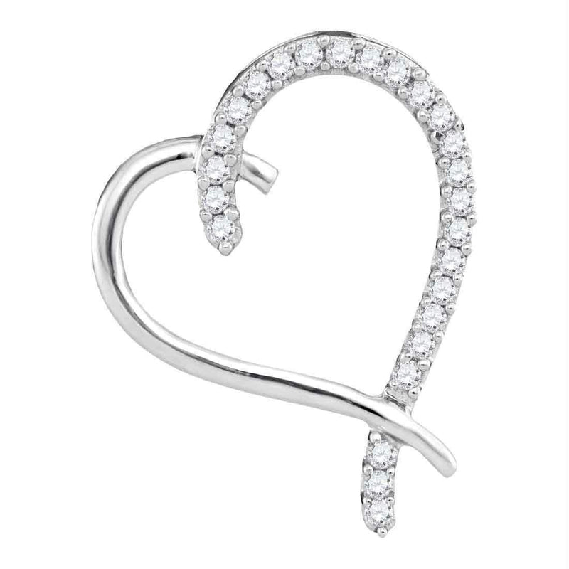 10kt White Gold Women's Round Diamond Segmented Heart Outline Pendant 1-6 Cttw - FREE Shipping (US/CAN)-Gold & Diamond Pendants & Necklaces-JadeMoghul Inc.