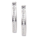 10kt White Gold Women's Round Diamond Single Row Channel-set Hoop Earrings 1-6 Cttw - FREE Shipping (US/CAN)-Gold & Diamond Earrings-JadeMoghul Inc.