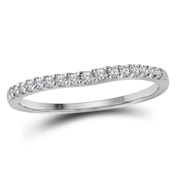 10kt White Gold Women's Round Diamond Single Row Contoured Wedding Band 1-6 Cttw - FREE Shipping (US/CAN)-Gold & Diamond Wedding Jewelry-JadeMoghul Inc.