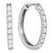 10kt White Gold Womens Round Diamond Single Row Hoop Earrings 1-2 Cttw-Gold & Diamond Earrings-JadeMoghul Inc.