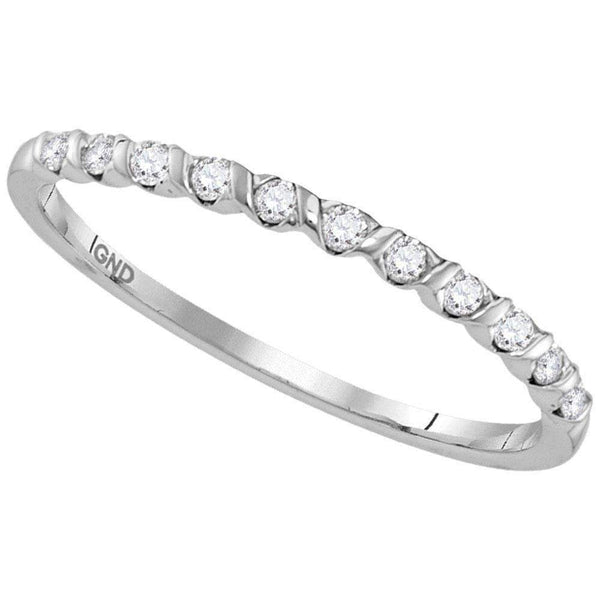 10kt White Gold Women's Round Diamond Single Row Stackable Band Ring 1/6 Cttw - FREE Shipping (US/CAN)-Rings And Bands-5.5-JadeMoghul Inc.