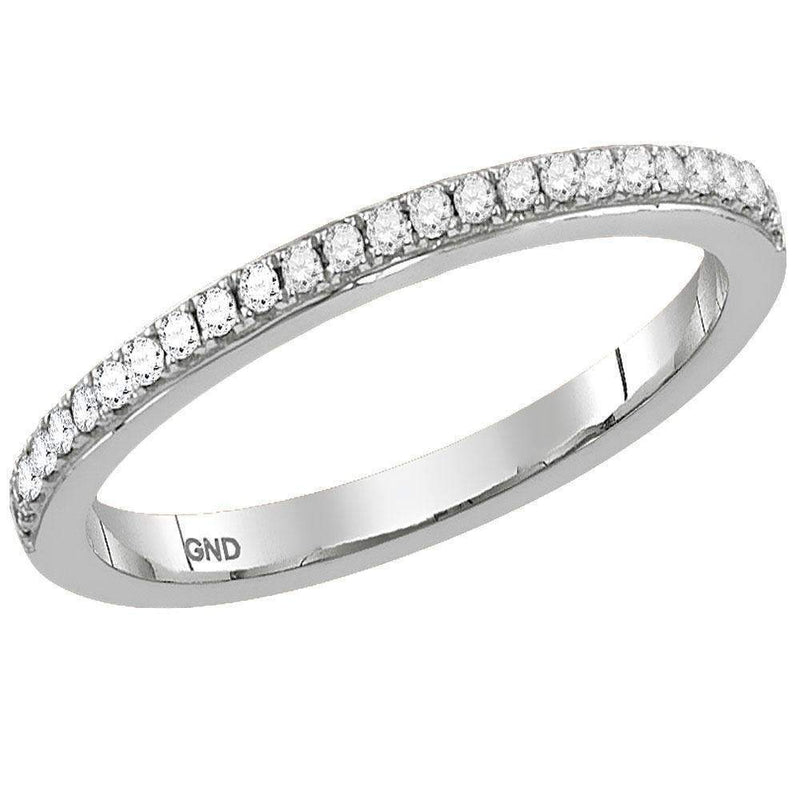 10kt White Gold Women's Round Diamond Single Row Stackable Band Ring 1/8 Cttw - FREE Shipping (US/CAN)-Rings And Bands-5-JadeMoghul Inc.